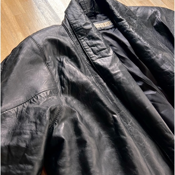 Vintage Excelled Black Leather Trench - Picture 12 of 13